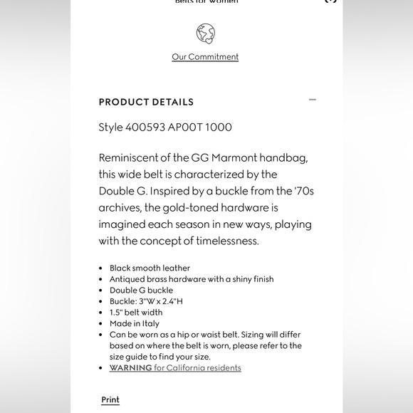 Gucci GG Marmont Wide Belt Size 85 / US 6 with Dustbag - Picture 8 of 9